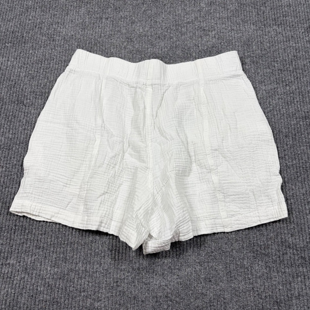 Otal Comfort Shorts Womens L White Gauze Elastic Waist Cotton Blend Casual - Picture 3 of 6